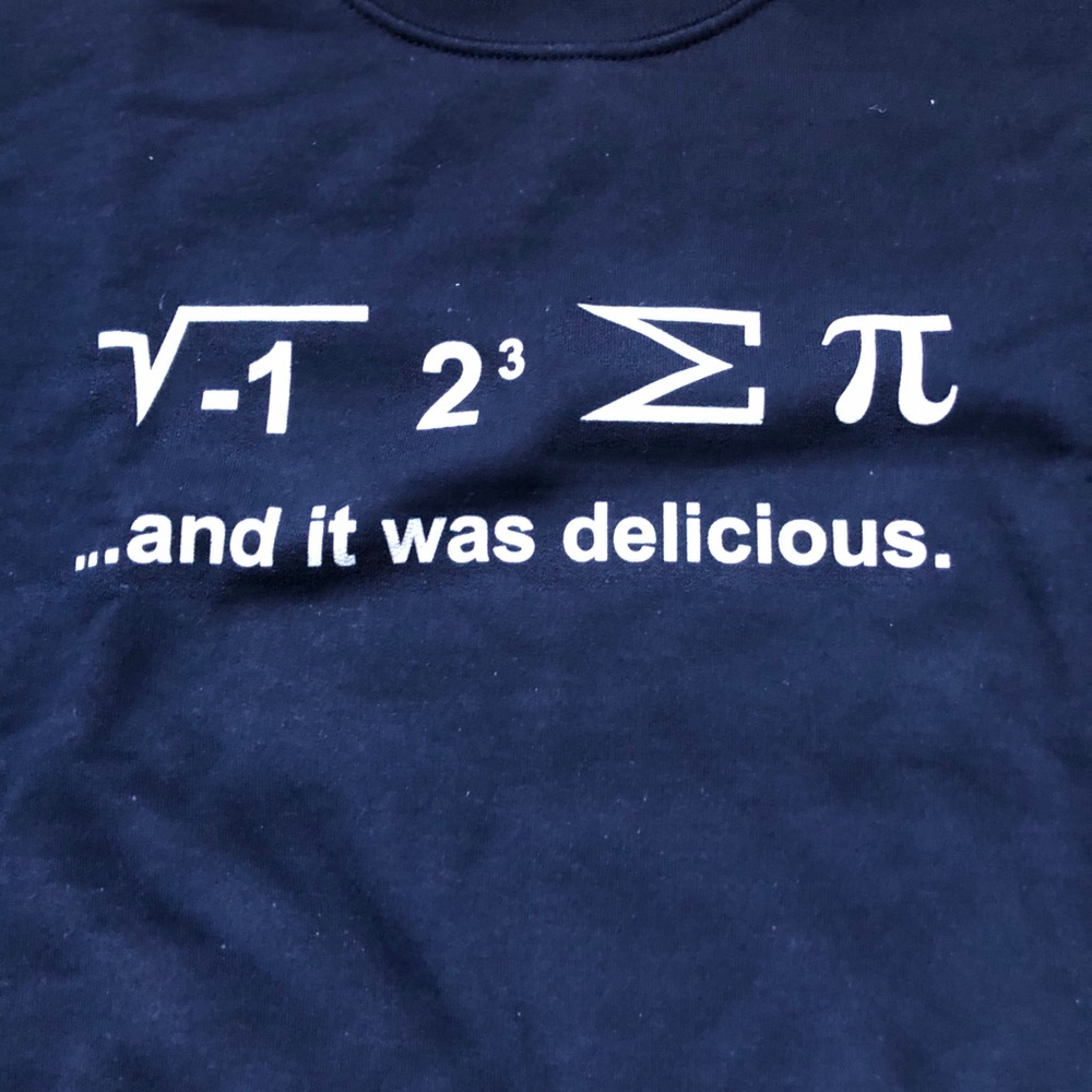 “I ate some pie…” math humor - sweater
